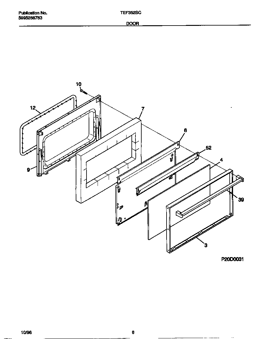 Tappan TEF352SCWC door diagram