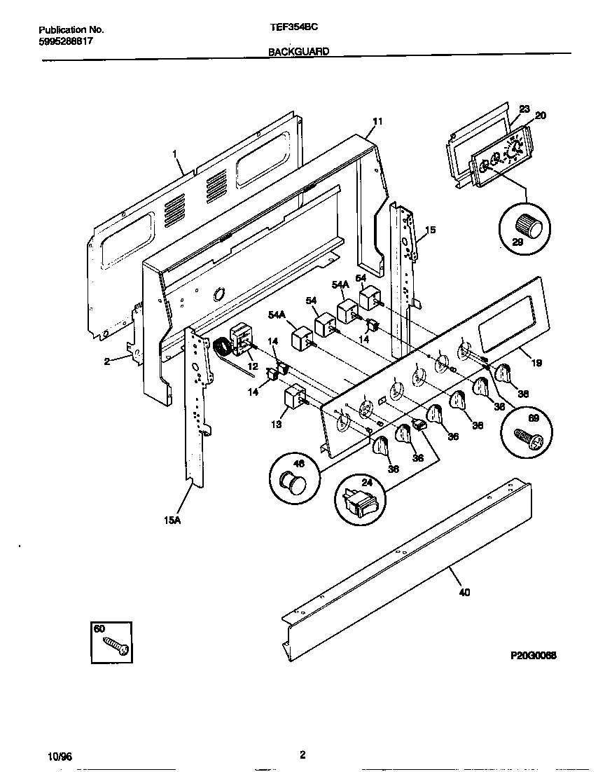 Tappan TEF354BCWC backguard diagram
