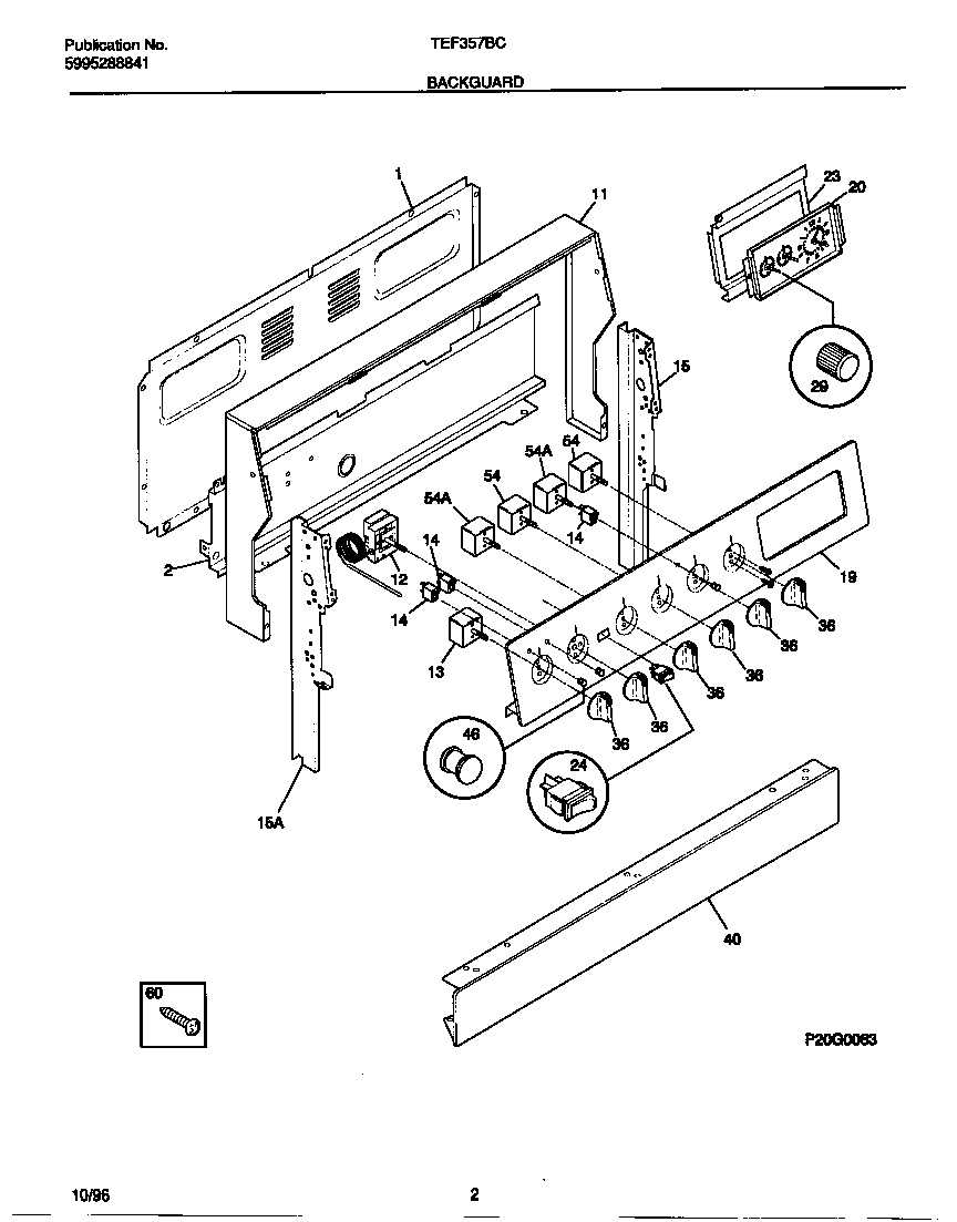Tappan TEF357BCDC backguard diagram