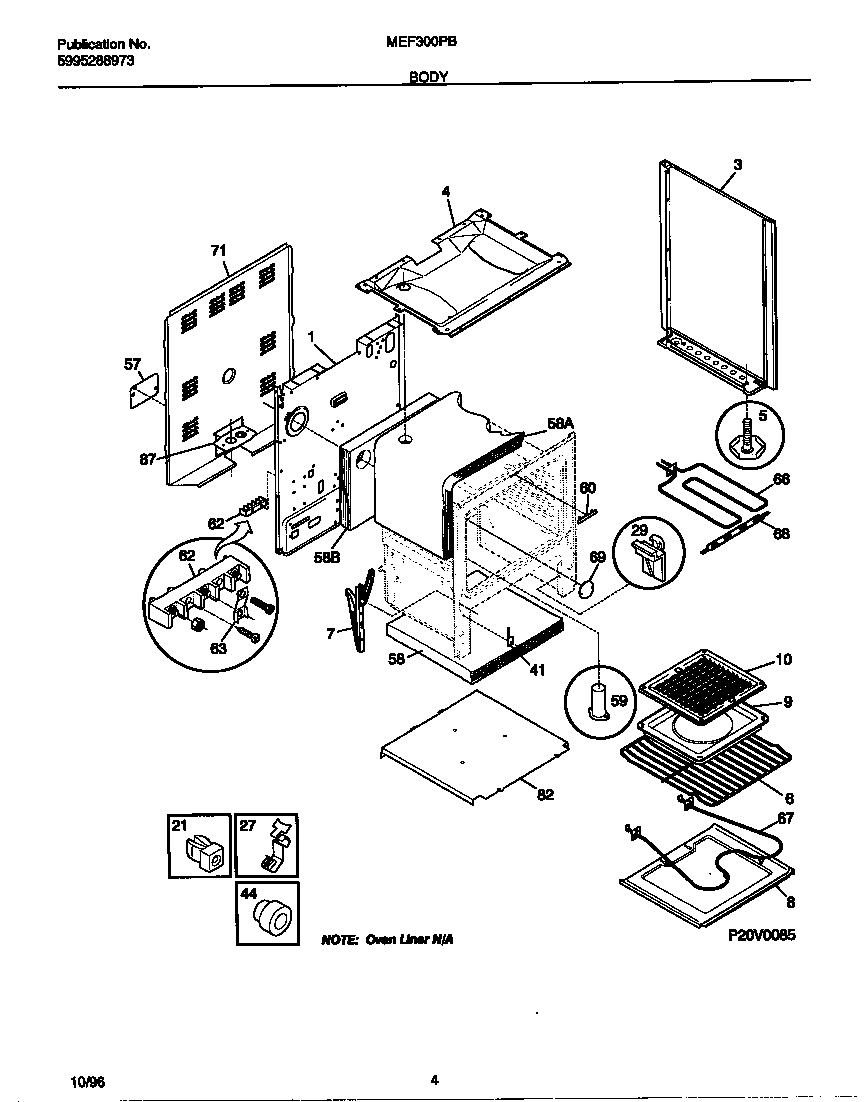 Universal/Multiflex (Frigidaire) MEF305PBWE body diagram
