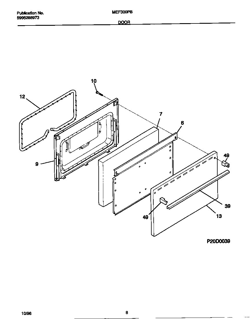 Universal/Multiflex (Frigidaire) MEF305PBWE door diagram