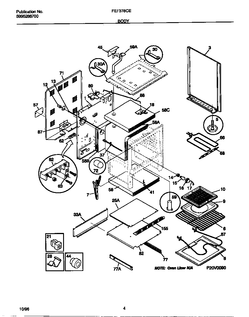 Frigidaire FEF378CETB body diagram