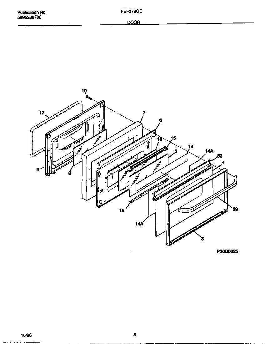 Frigidaire FEF378CETB door diagram