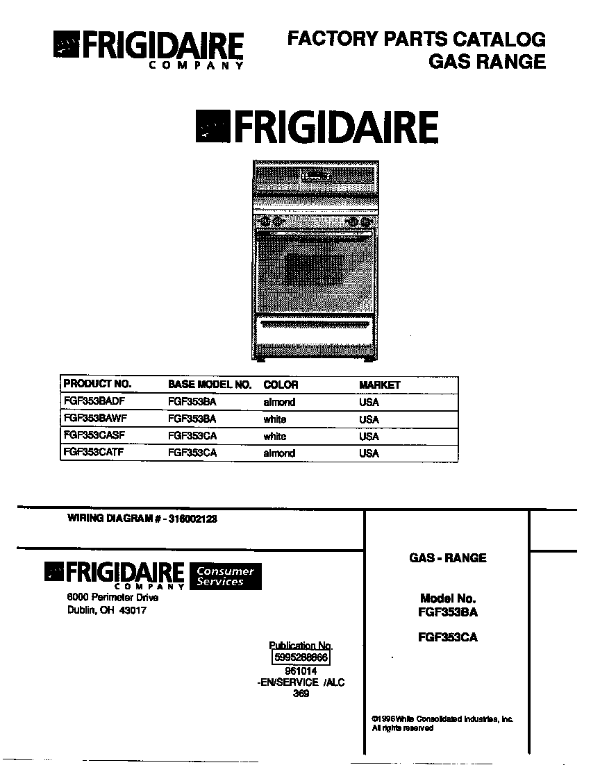 Frigidaire FGF353BADF cover diagram