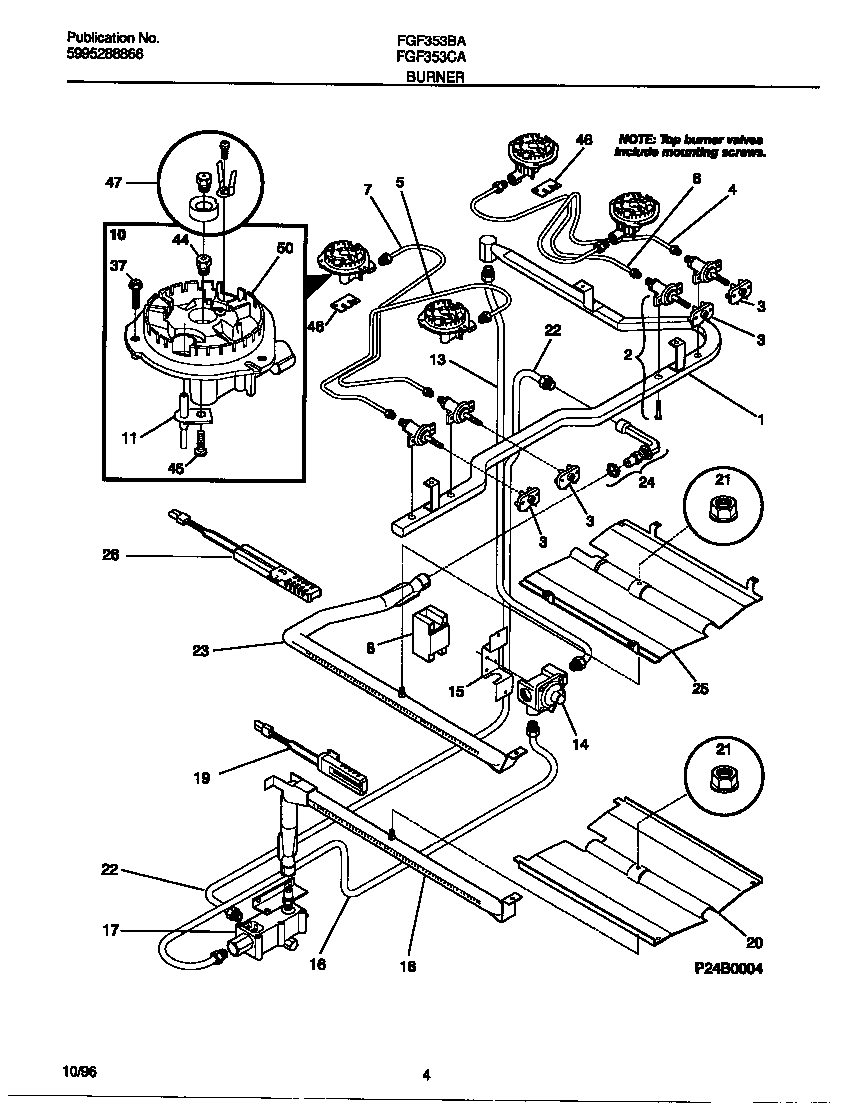 Frigidaire FGF353BADF burner diagram