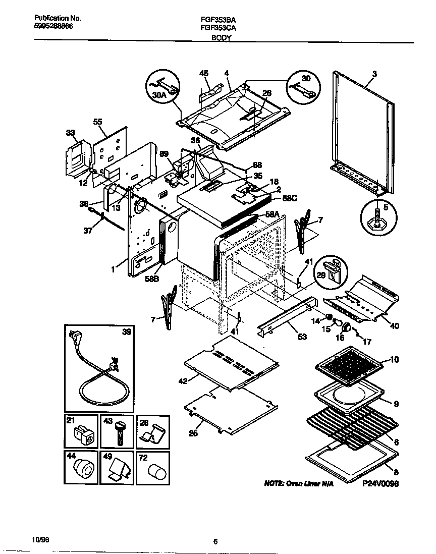 Frigidaire FGF353BADF body diagram