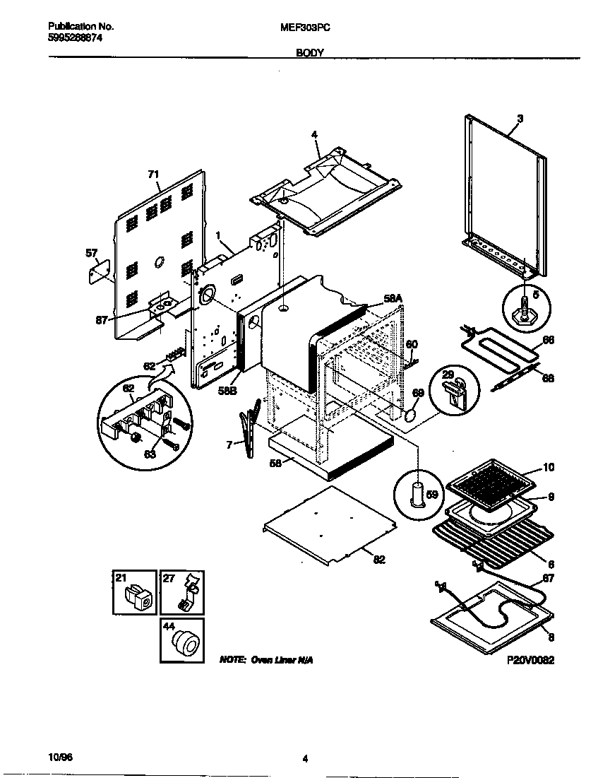 Universal/Multiflex (Frigidaire) MEF303PCDG body diagram