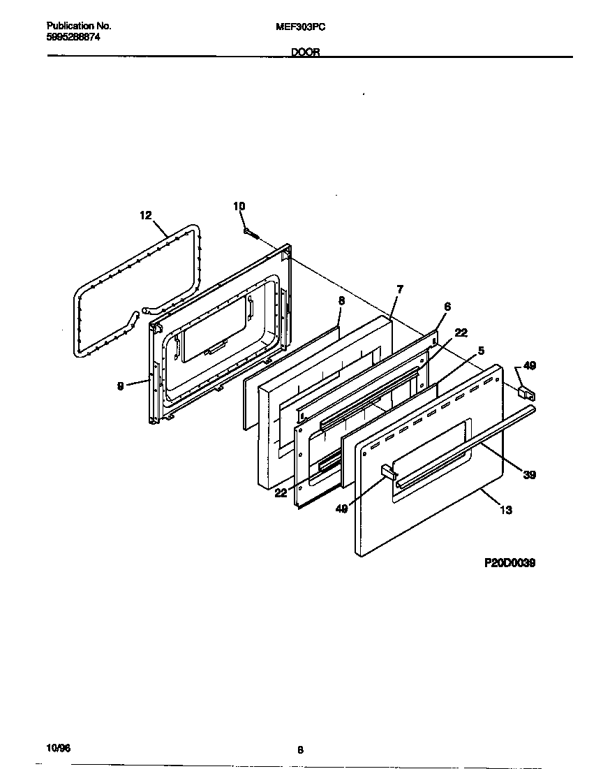Universal/Multiflex (Frigidaire) MEF303PCDG door diagram