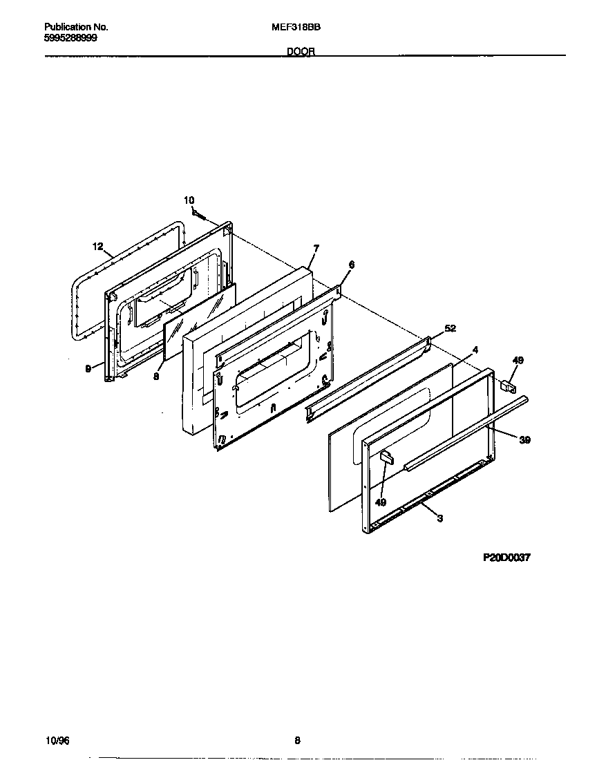 Universal/Multiflex (Frigidaire) MEF318BBWE door diagram