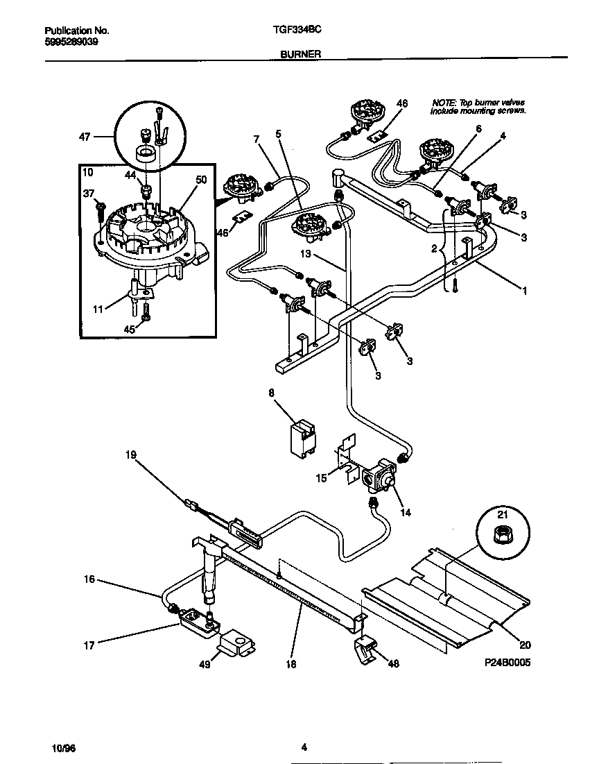Tappan TGF334BCDE burner diagram
