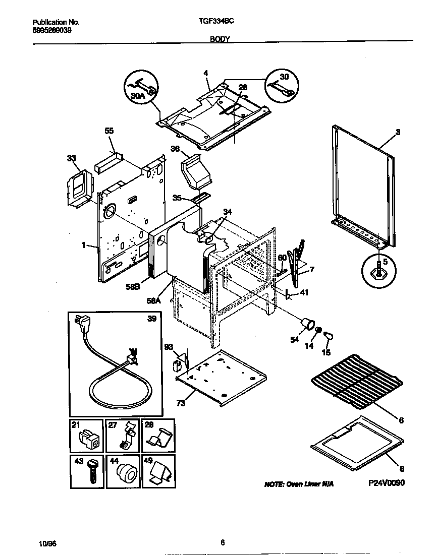 Tappan TGF334BCDE body diagram