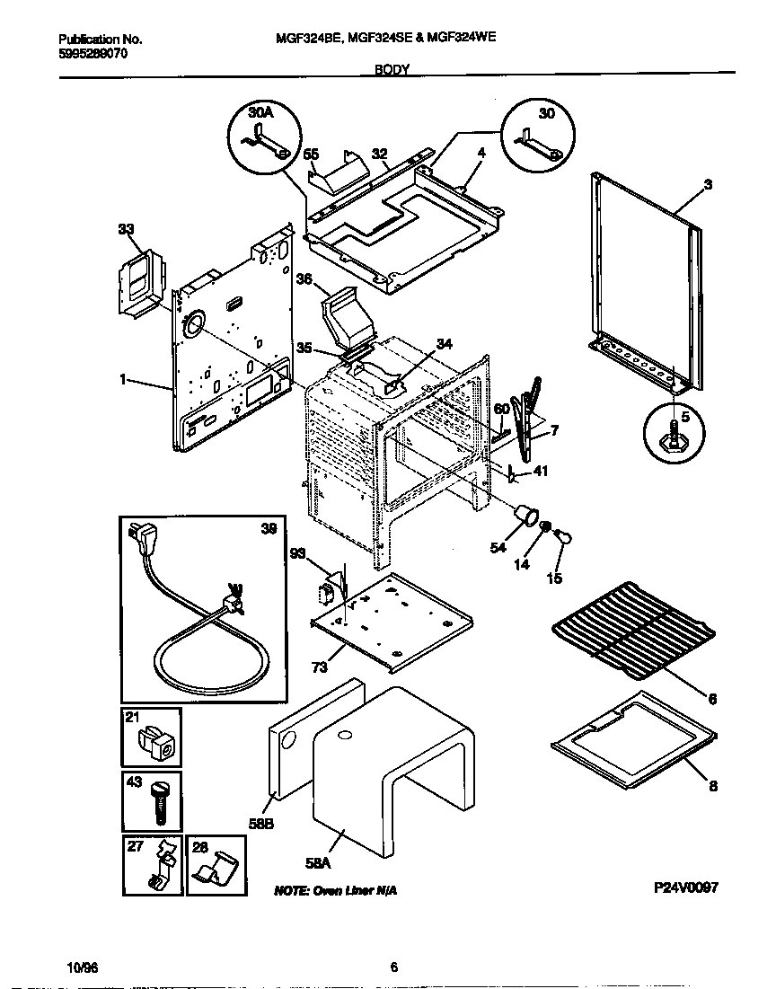 Universal/Multiflex (Frigidaire) MGF324SEWB body diagram