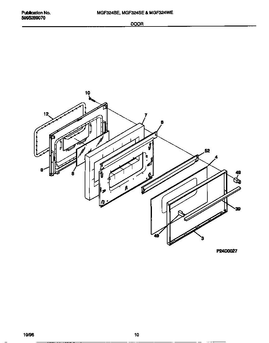 Universal/Multiflex (Frigidaire) MGF324SEWB door diagram