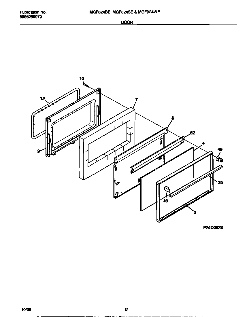 Universal/Multiflex (Frigidaire) MGF324SEWB door diagram
