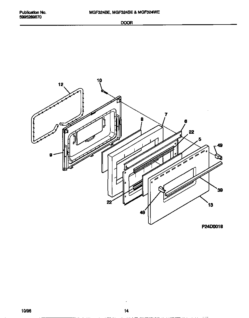 Universal/Multiflex (Frigidaire) MGF324SEWB door diagram