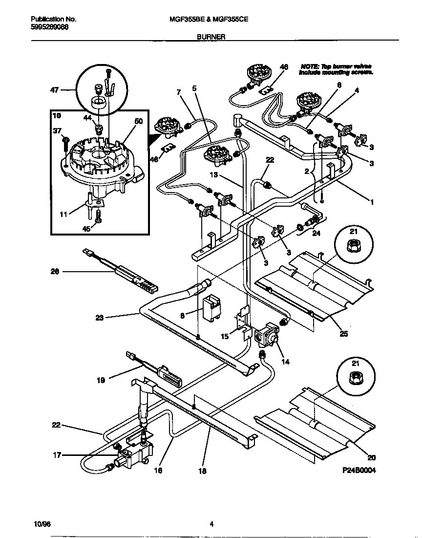 Universal/Multiflex (Frigidaire) MGF355CESC burner diagram