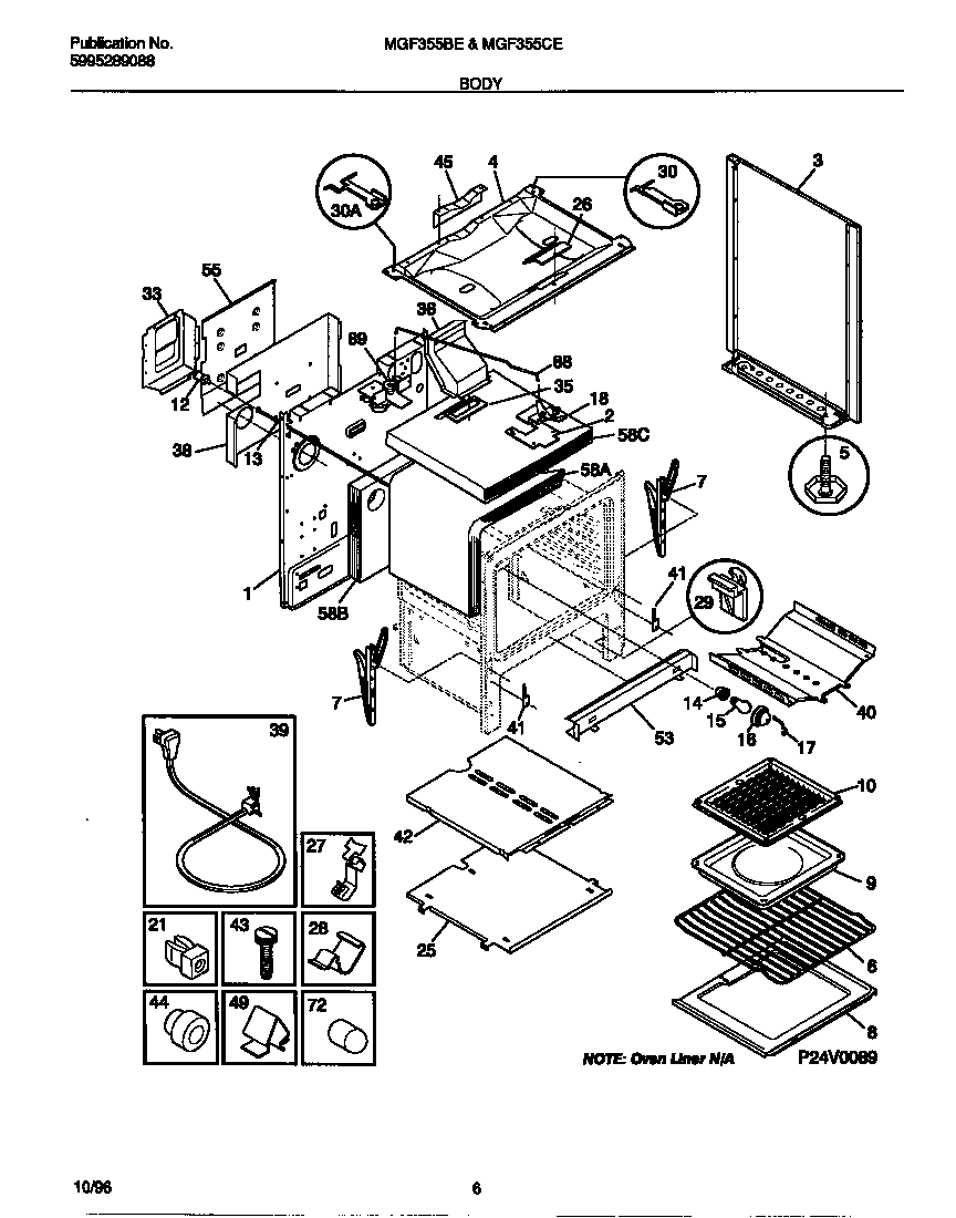 Universal/Multiflex (Frigidaire) MGF355CESC body diagram