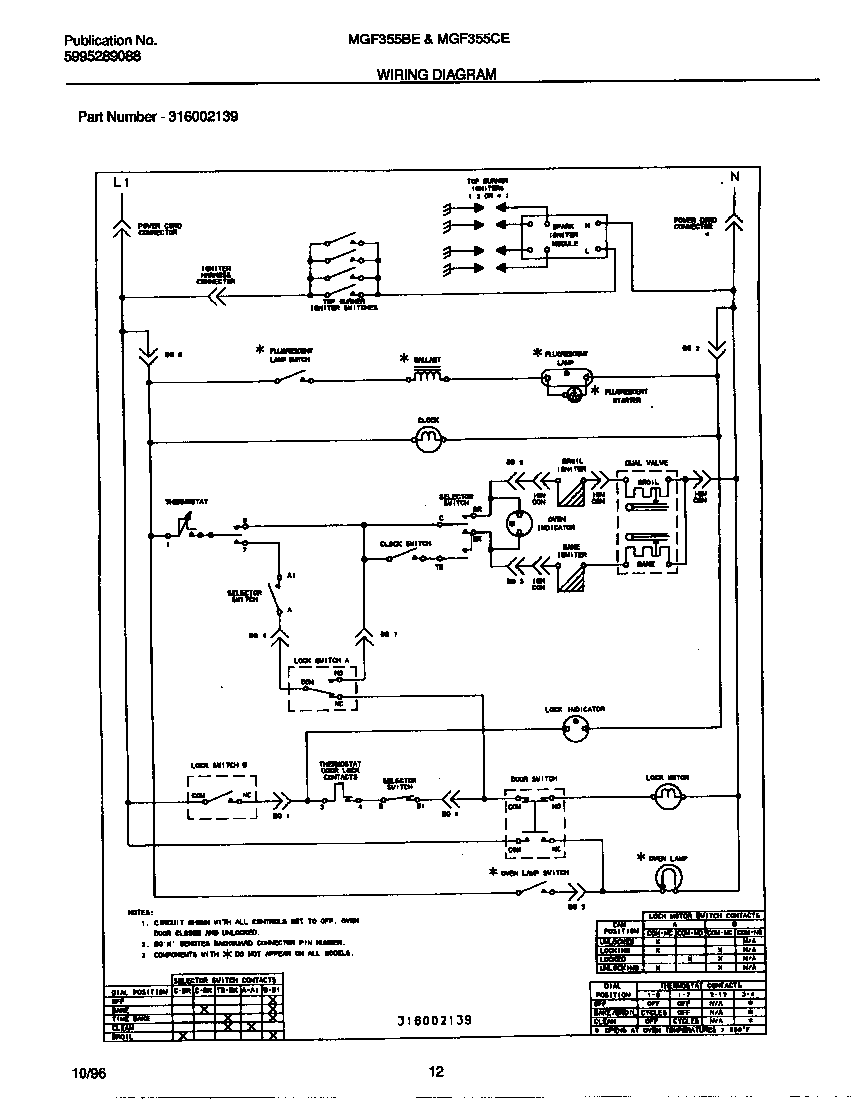Universal/Multiflex (Frigidaire) MGF355CESC wiring diagram diagram