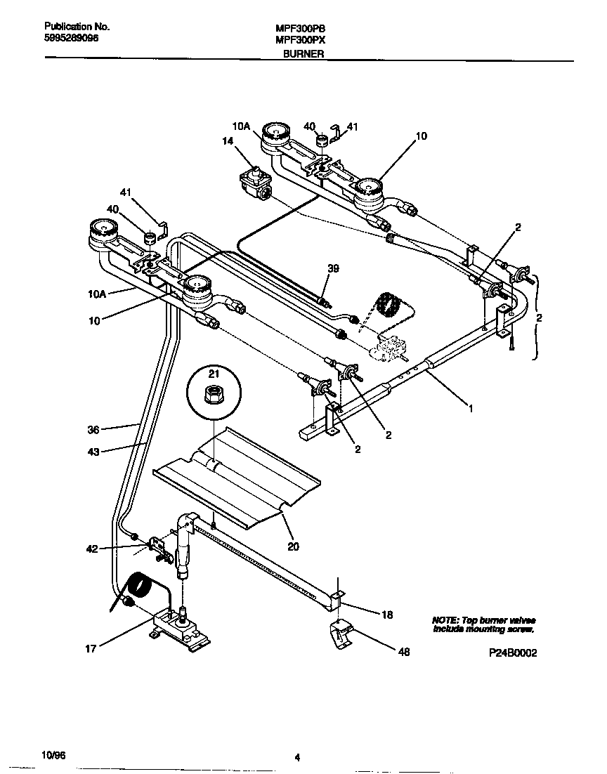 Universal/Multiflex (Frigidaire) MPF300PBWD burner diagram