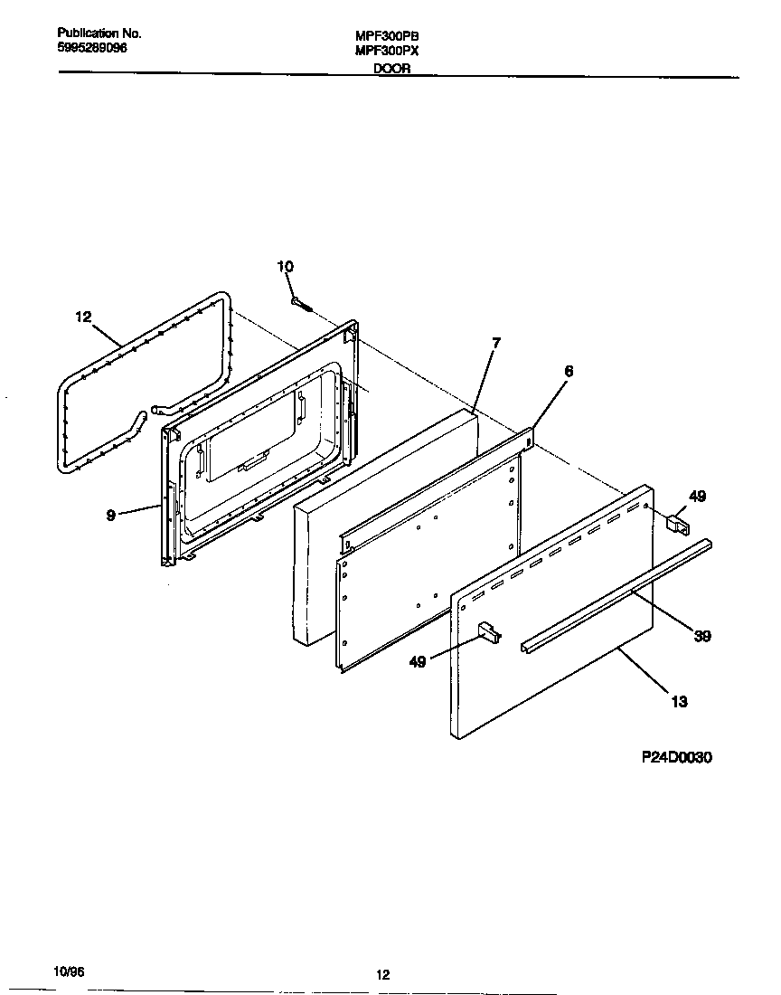 Universal/Multiflex (Frigidaire) MPF300PBWD door diagram