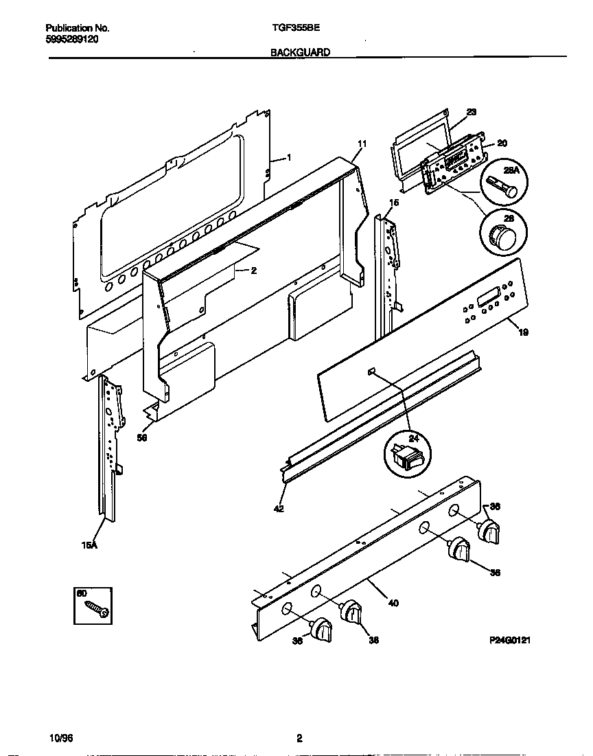 Tappan TGF355BEWB backguard diagram