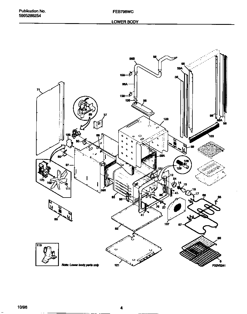Frigidaire FEB798WCCC lower body diagram