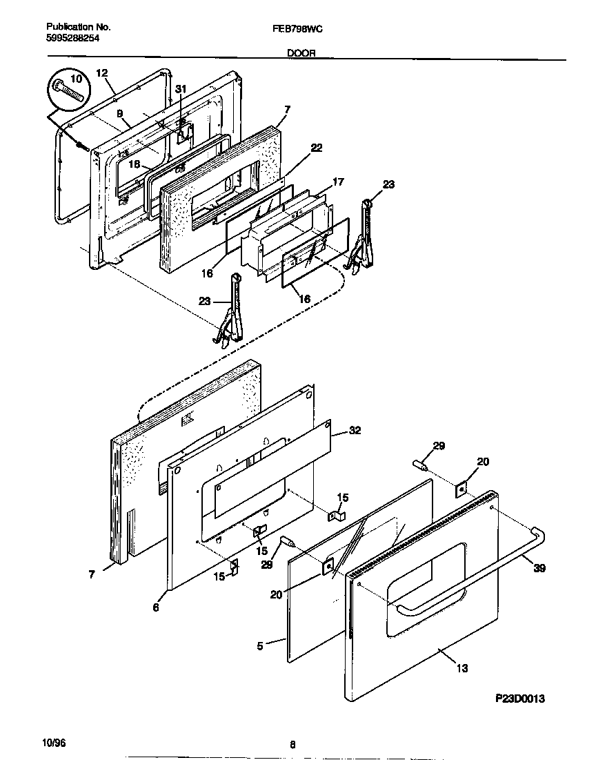 Frigidaire FEB798WCCC door diagram