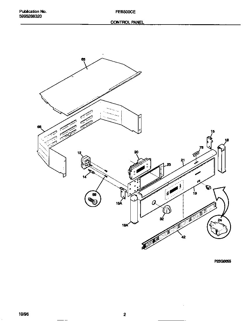 Frigidaire FEB500CESB control panel diagram