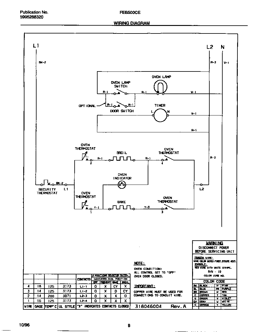 Frigidaire FEB500CESB wiring diagram diagram