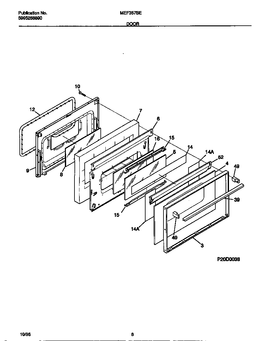 Universal/Multiflex (Frigidaire) MEF357BEWB door diagram