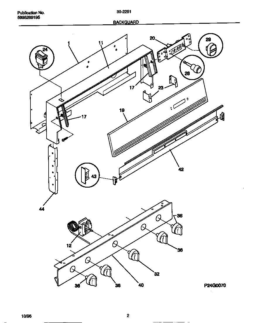 Tappan 30-2251-00-11 backguard diagram
