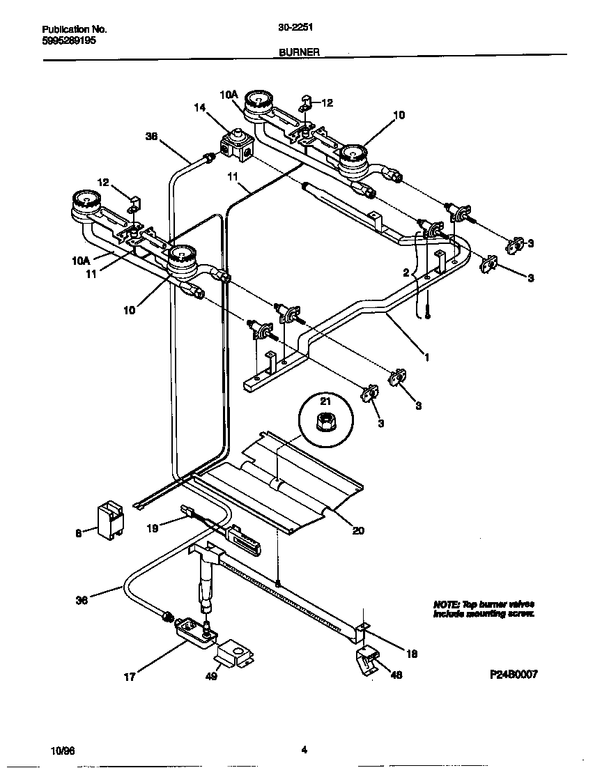Tappan 30-2251-00-11 burner diagram