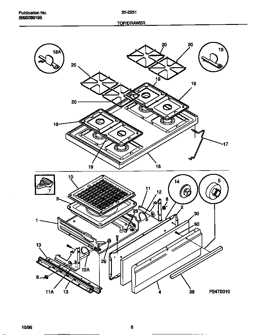 Tappan 30-2251-00-11 top/drawer diagram