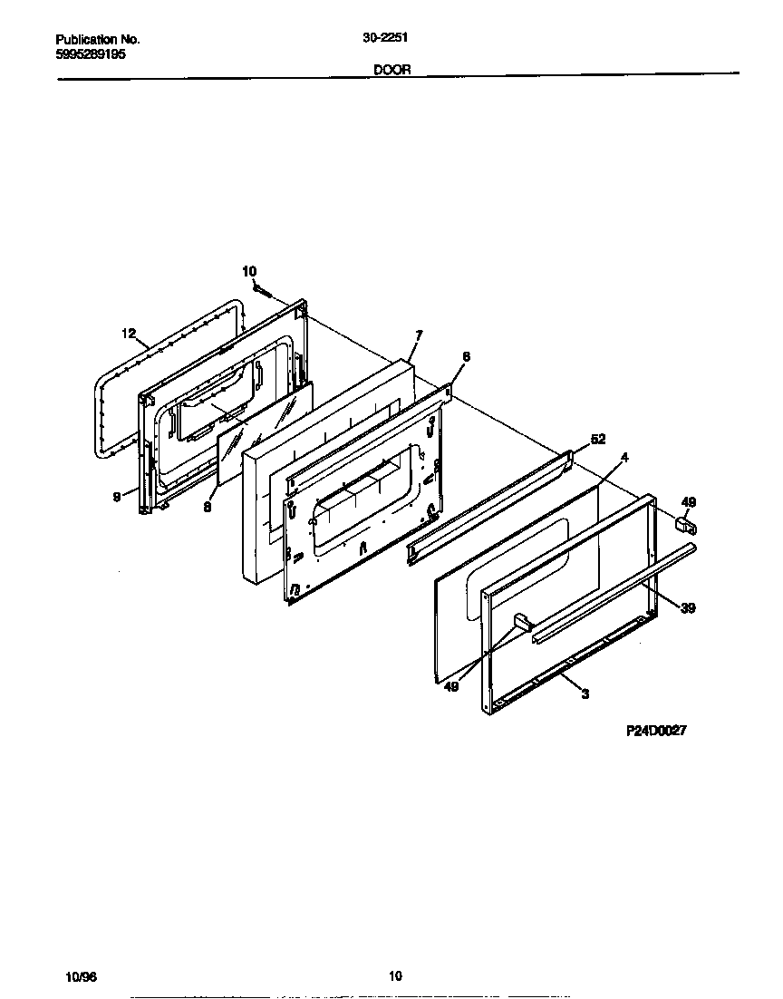 Tappan 30-2251-00-11 door diagram