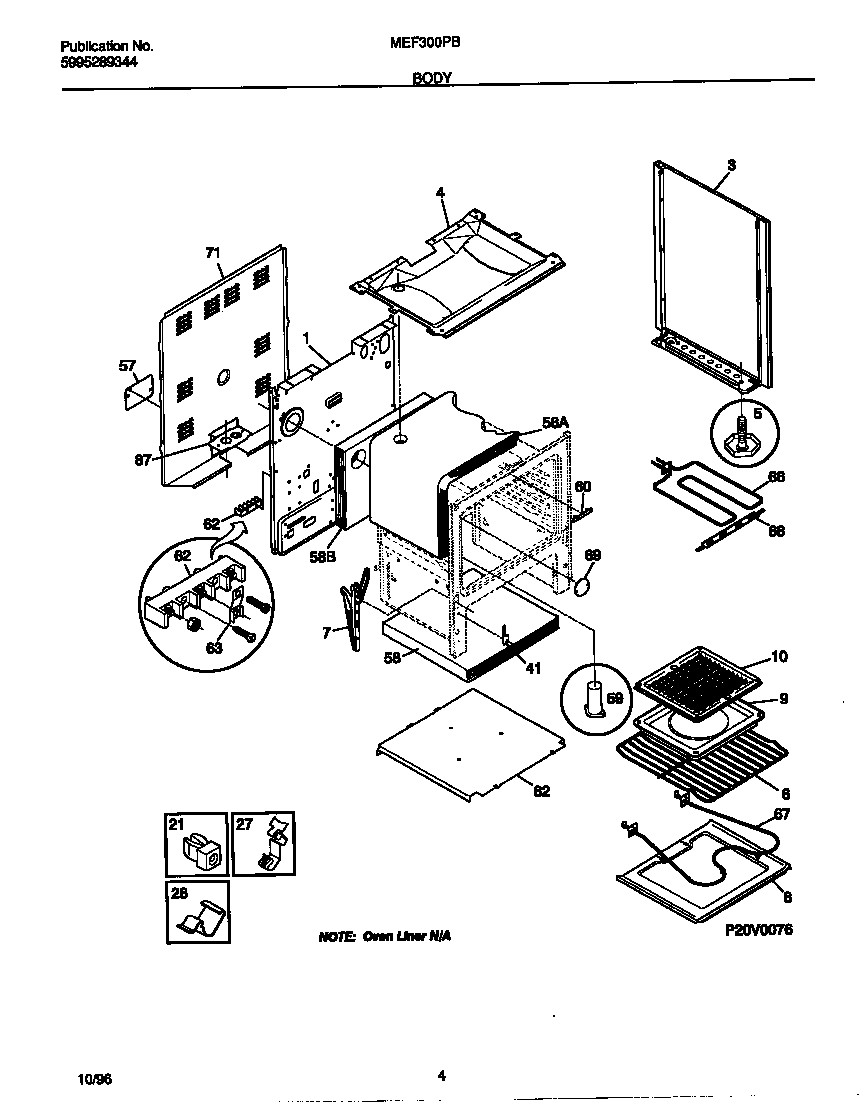 Universal/Multiflex (Frigidaire) MEF300PBDG body diagram