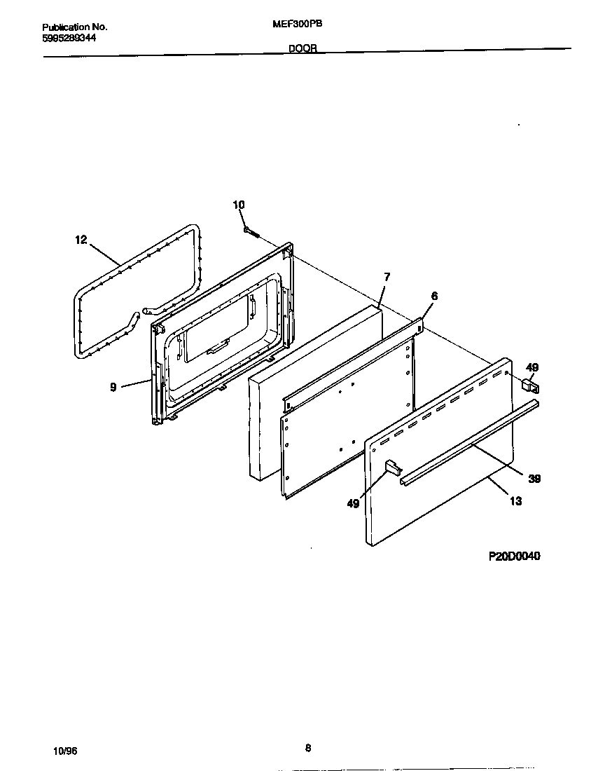 Universal/Multiflex (Frigidaire) MEF300PBDG door diagram
