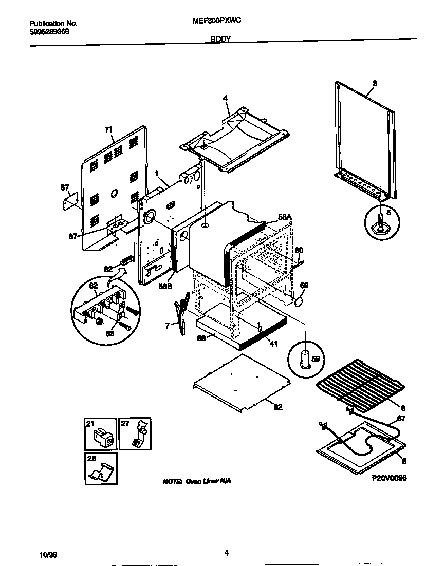 Universal/Multiflex (Frigidaire) MEF300PXWC body diagram