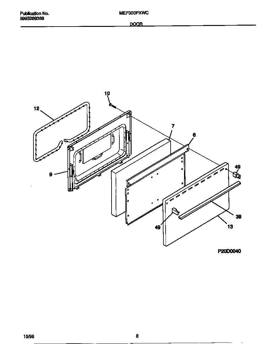 Universal/Multiflex (Frigidaire) MEF300PXWC door diagram