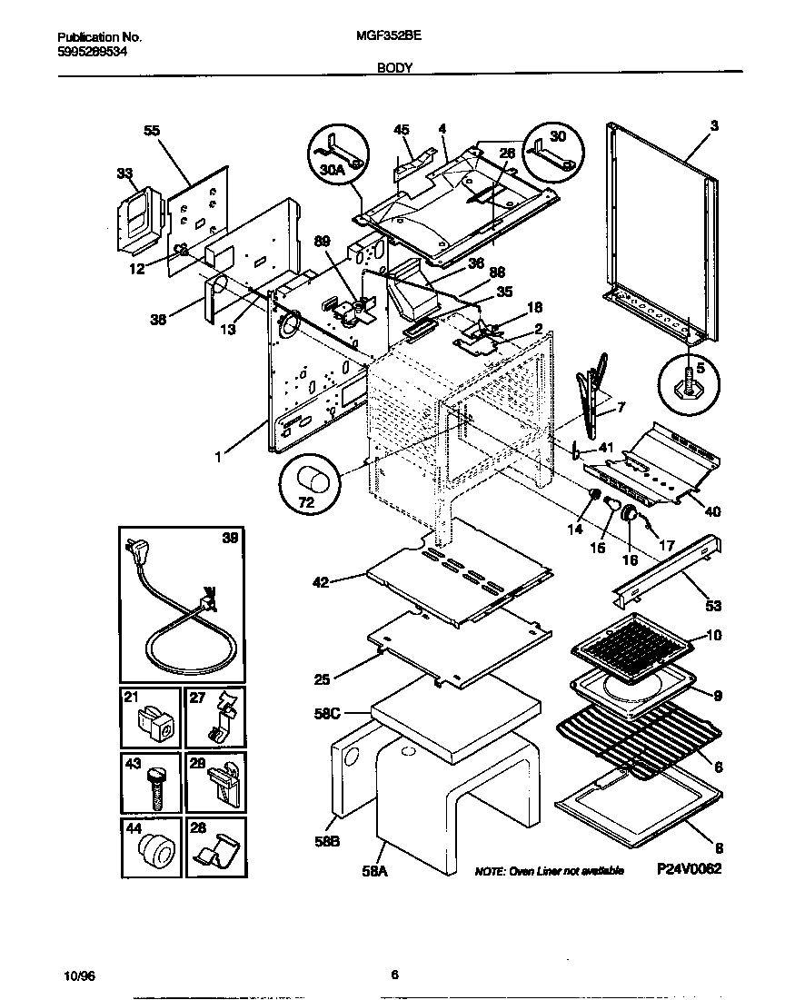 Universal/Multiflex (Frigidaire) MGF352BEDC body diagram