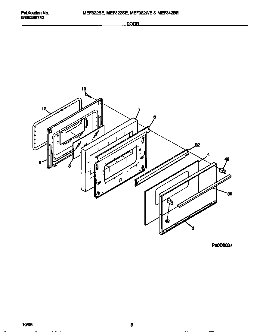 Universal/Multiflex (Frigidaire) MEF322BEWB door diagram