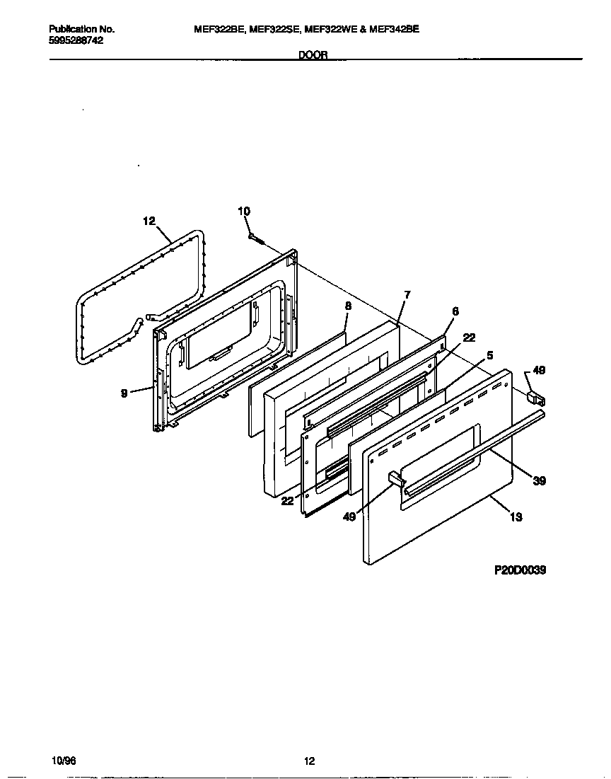 Universal/Multiflex (Frigidaire) MEF322BEWB door style 3 diagram