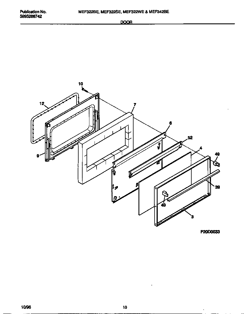 Universal/Multiflex (Frigidaire) MEF342BEWB door style 2 diagram