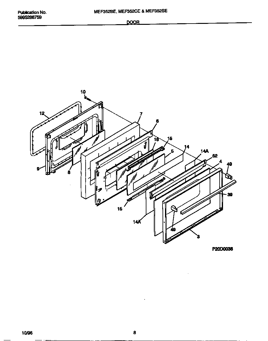 Universal/Multiflex (Frigidaire) MEF352BEWC door diagram