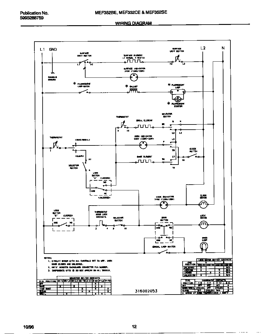 Universal/Multiflex (Frigidaire) MEF352BEWC wiring diagram diagram