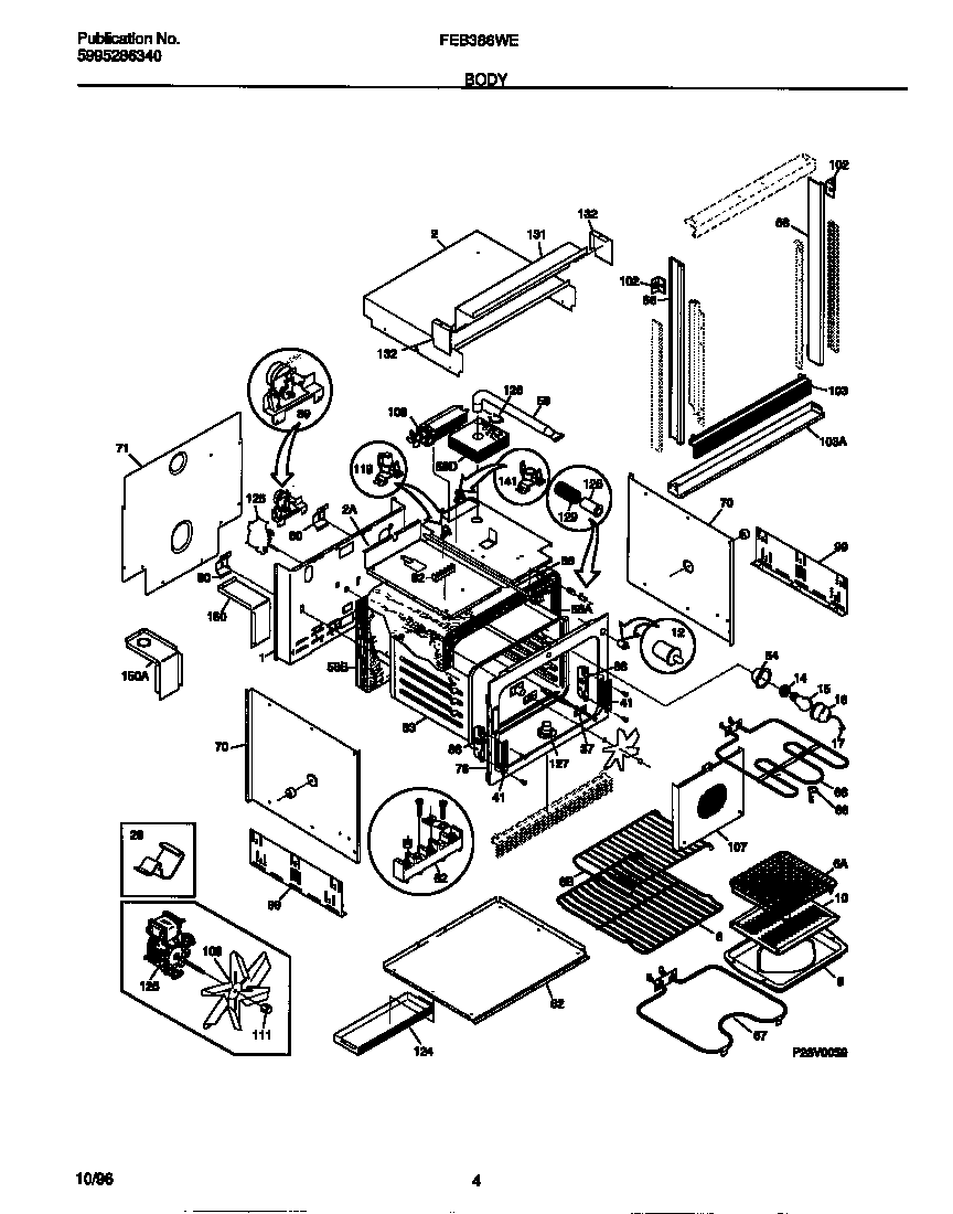 Frigidaire FEB386WESA body diagram