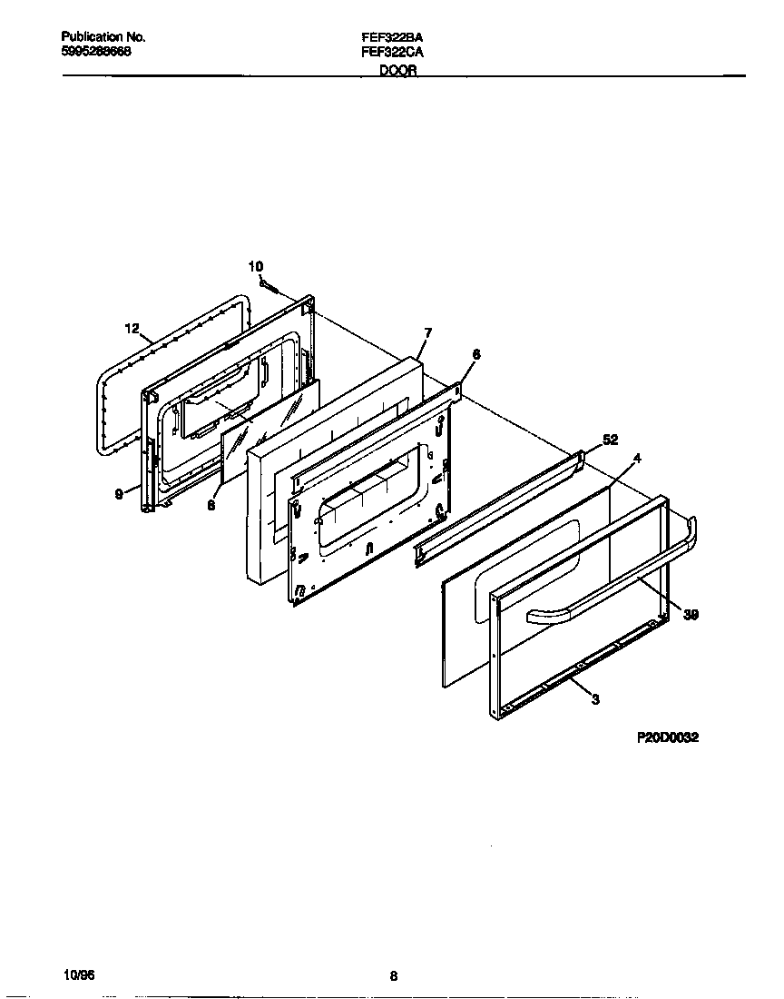 Frigidaire FEF322BADG door diagram