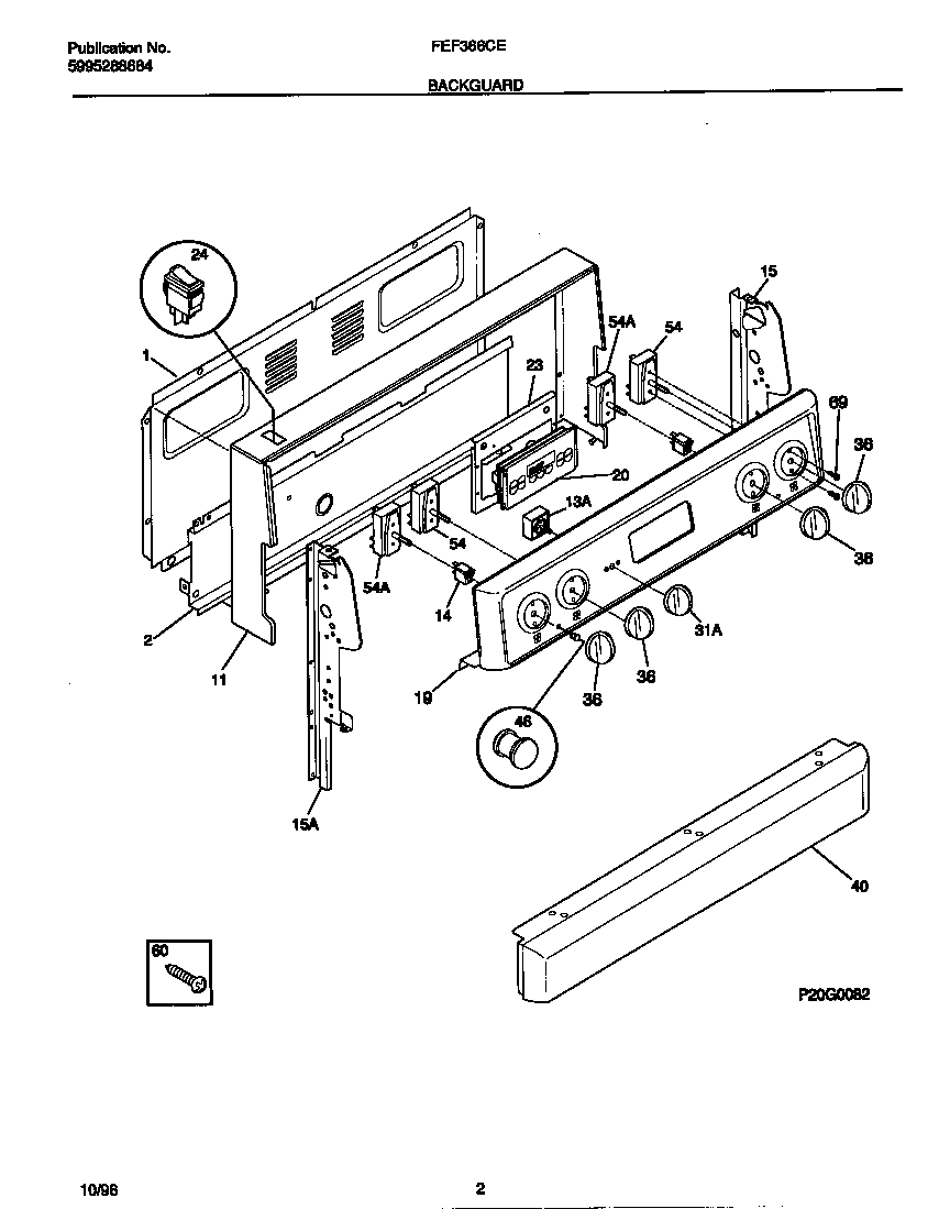 Frigidaire FEF366CESB backguard diagram