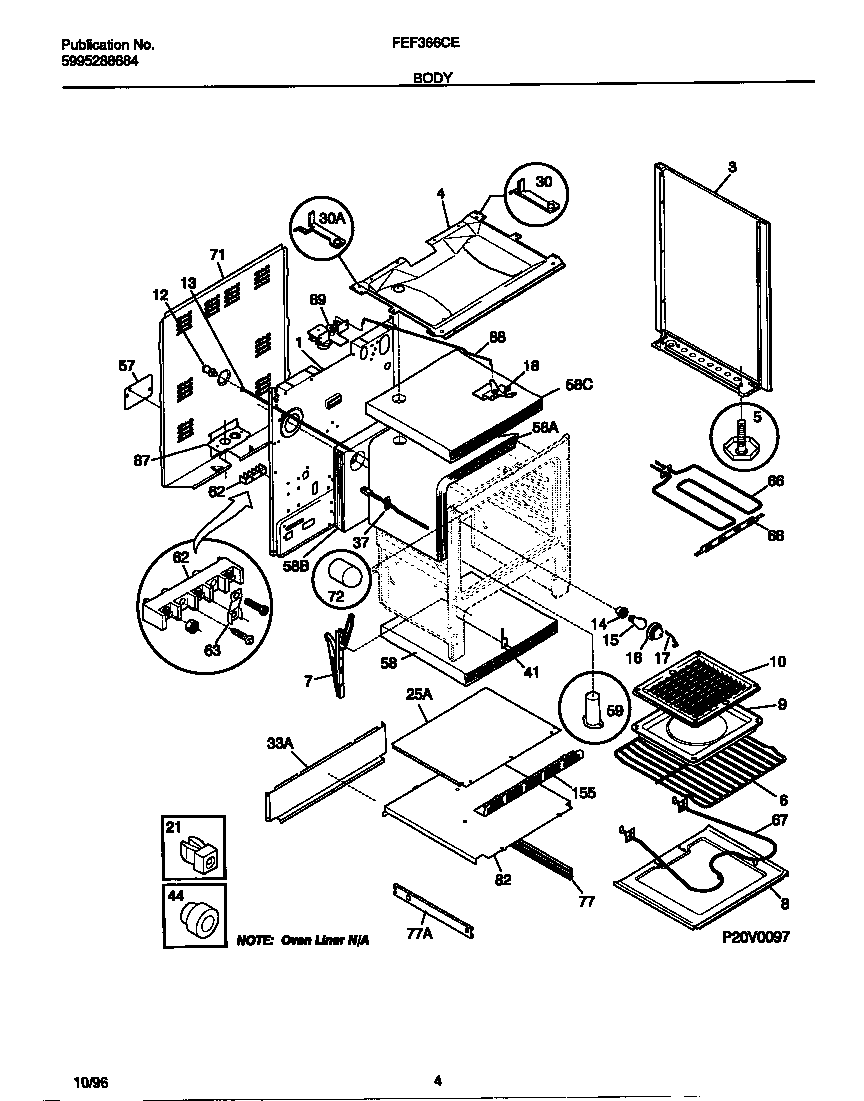 Frigidaire FEF366CESB body diagram