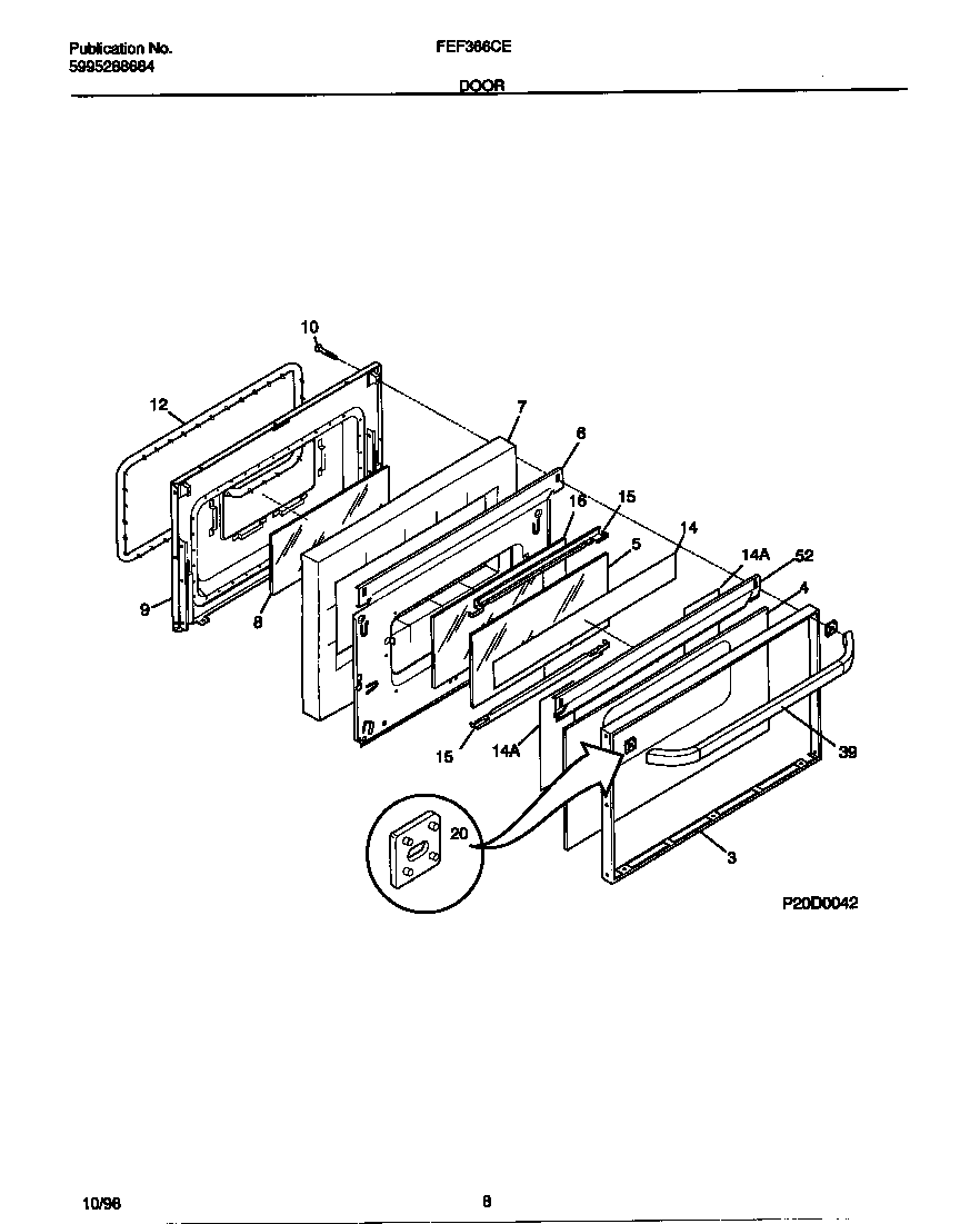 Frigidaire FEF366CESB door diagram