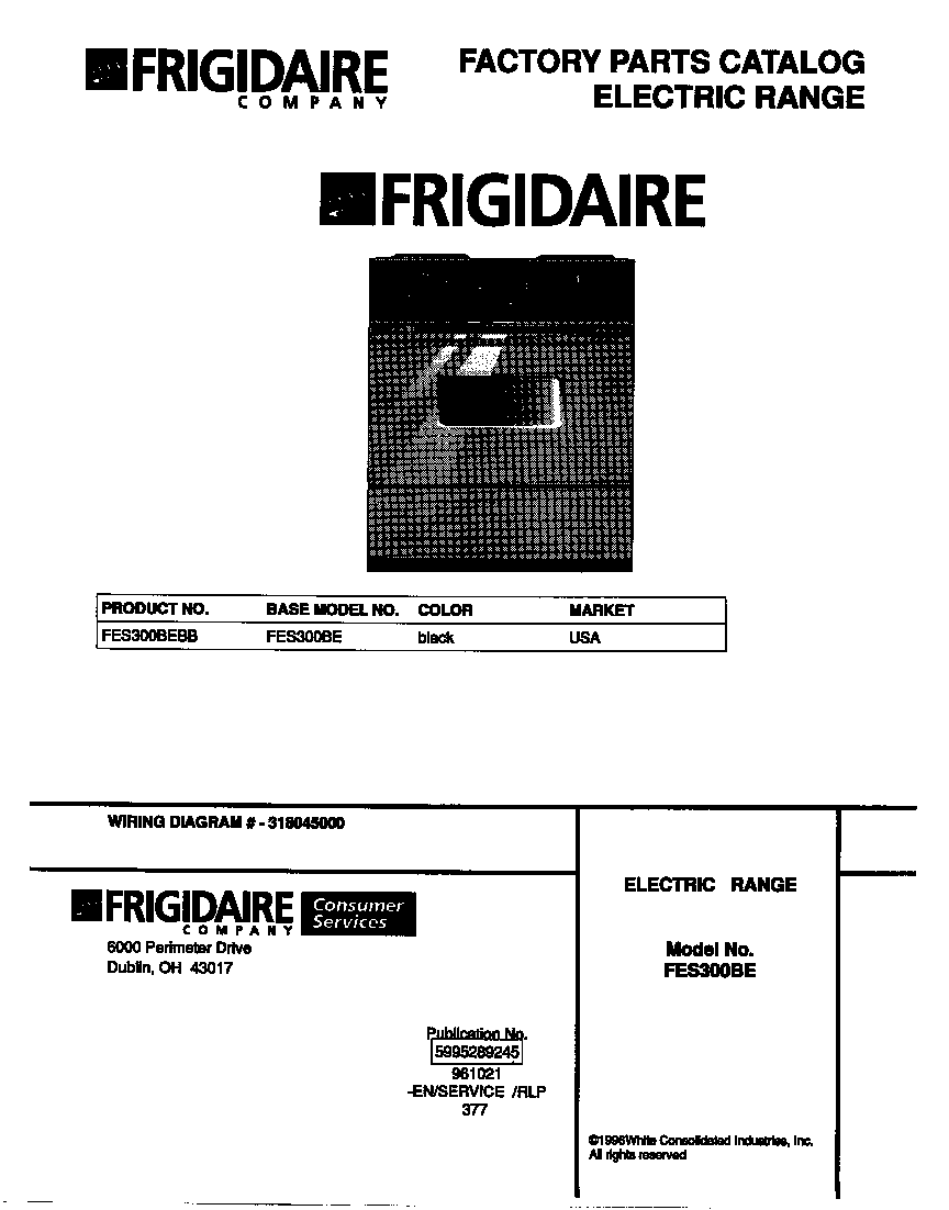 Frigidaire FES300BEBB cover diagram